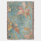 Couverture Elégant Peach Leaf Cosy Cyan Blush Floral (devant Vertical)