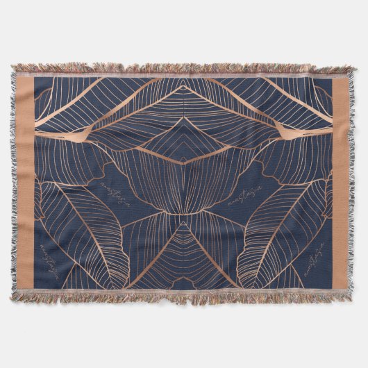 Couverture Elégant Plante Tropical Bleu Or Anastasia (Devant)