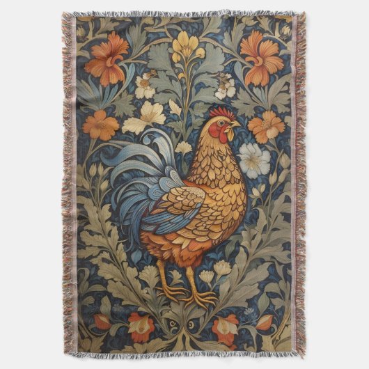 Couverture Élégant poulet William Morris Inspiré Floral (devant Vertical)