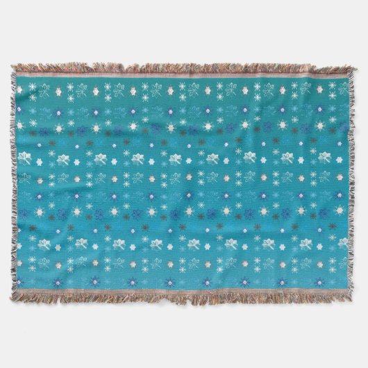 Couverture Elégant turquoise et blanc, étoiles et flocons de  (Devant)