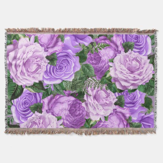 Couverture Élégant violet Vintage Roses floraux (Devant)
