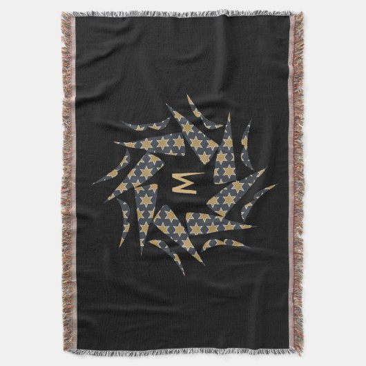 Couverture Élégant Yellow Star Triangle Motif Monogramme (devant Vertical)