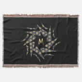 Couverture Élégant Yellow Star Triangle Motif Monogramme (Devant)