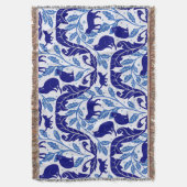 Couverture Élégante Chinoiserie Bleu noir chat-Whimsical (devant Vertical)