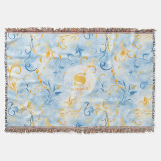 Couverture Elégante feuille bleu et or inspirée de la taille