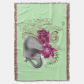 Couverture Élément Floral Éléphant Rose Lotus Henna Mandala V (devant Vertical)