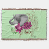 Couverture Élément Floral Éléphant Rose Lotus Henna Mandala V (Devant)