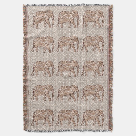Couverture Éléphale tourbillon fractal - marron et taupe (devant Vertical)
