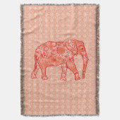 Couverture Éléphane tourbillon fractal, orange corail et pêch (devant Vertical)