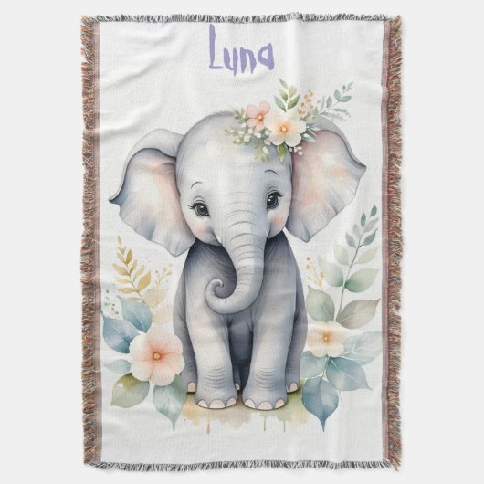 Couverture Eléphant bébé en floraison (devant Vertical)