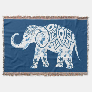 Couverture Éléphant bleu orné à motifs