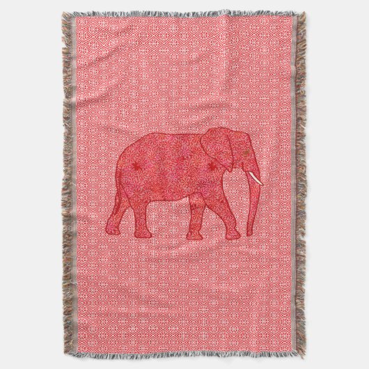 Couverture Eléphant de fleurs - rouge profond et corail (devant Vertical)