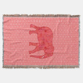 Couverture Eléphant de fleurs - rouge profond et corail (Devant)