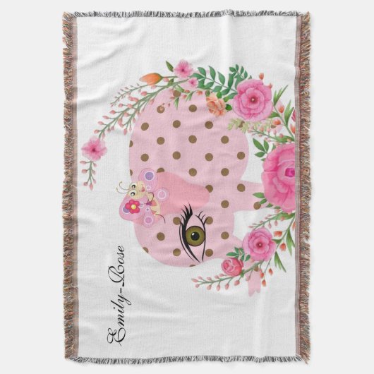 Couverture Eléphant rose floral Blanche (devant Vertical)