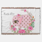 Couverture Eléphant rose floral Blanche (Devant)