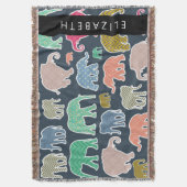 Couverture Eléphants colorés, Motif d'éléphants, Votre nom (devant Vertical)