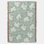 Couverture Eléphants riants mignons en Crème et Vert Sage (devant Vertical)