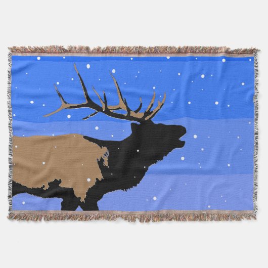 Couverture Elk bouillonnant en hiver - Art original de la fau (Devant)