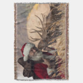 Couverture Embrasser Père Noël et Moose Throw Blanket (devant Vertical)