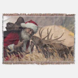 Couverture Embrasser Père Noël et Moose Throw Blanket