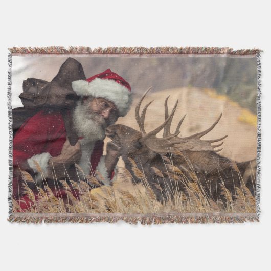 Couverture Embrasser Père Noël et Moose Throw Blanket (Devant)