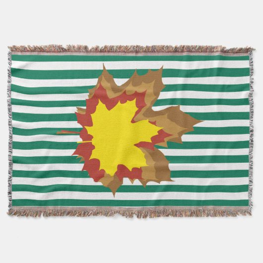 Couverture Emerald Autumnal Stripes avec Feuilles (Devant)