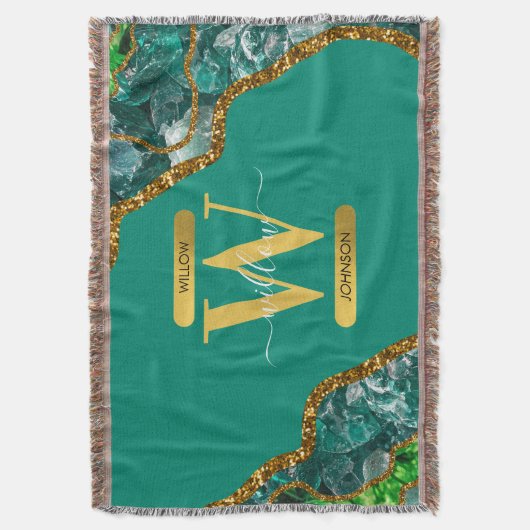 Couverture Emerald Green & Gold Agate Parties scintillant Mon (devant Vertical)