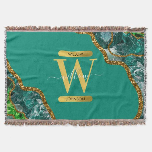 Couverture Emerald Green & Gold Agate Parties scintillant Mon (Devant)