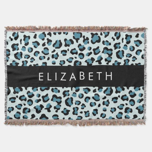 Couverture Empreinte de léopard, Spots, Leopard Bleu, Votre N (Devant)