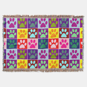 Couverture Empreintes de pattes multicolores dans des carrés 