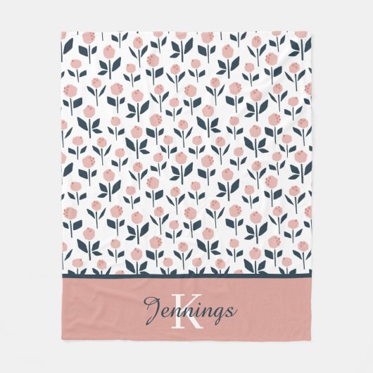 Couverture en molleton à fleurs monogrammée (Devant)