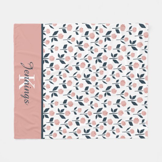 Couverture en molleton à fleurs monogrammée (Devant (Horizontal))