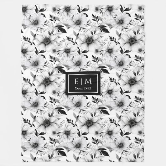 Couverture en noir et blanc monogramme avec charme (Devant)