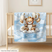 couverture en peluche bleu or personnalisé 9e anni