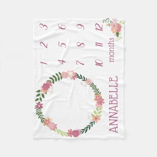 Couverture en pierre rose fleurie pour bébé fille (Devant)