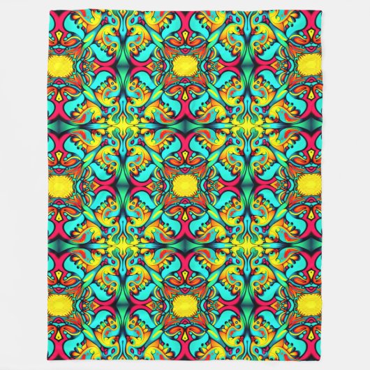 Couverture en polaire à motif jaune et bleu (Devant)