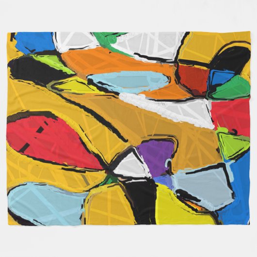 Couverture en polaire Abstraite jaune (Devant (Horizontal))