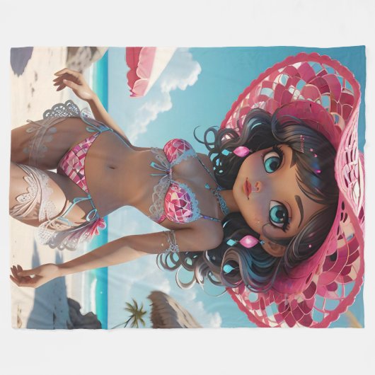 Couverture en polaire Bikini Babe (Devant (Horizontal))