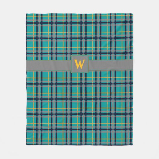 Couverture en polaire bleu et orange (Devant)