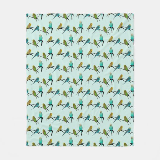 Couverture en polaire Budgie Frenzy (Cyan clair) (Devant)