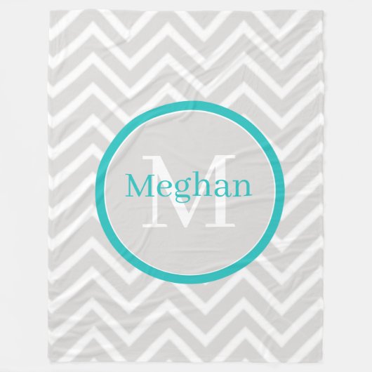Couverture en polaire Chevron Monogram turquoise (Devant)