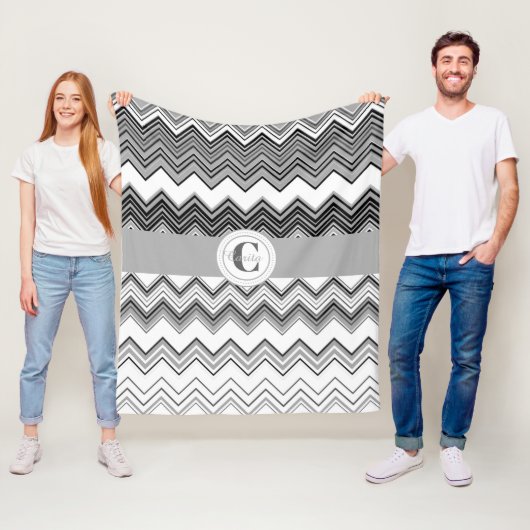 Couverture en polaire Chevron noir/blanc (En situation)