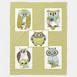 Couverture en polaire Chevron Owls