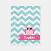 Couverture en polaire Chevron rose Chouette Turquo (Devant)