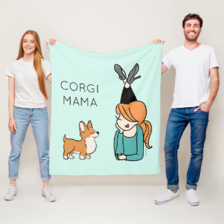 Couverture en polaire Corgi Mama personnalisée