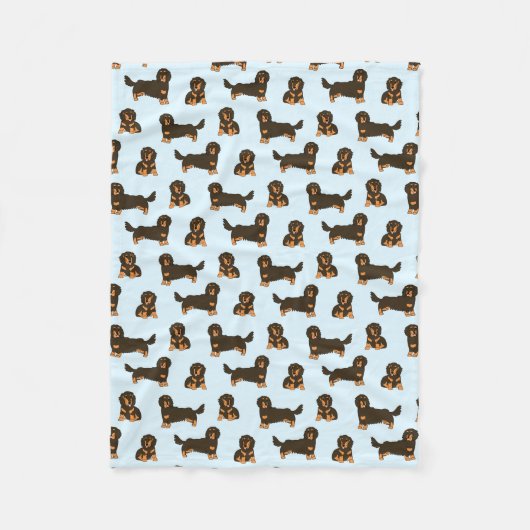 Couverture en polaire Dachshund aux cheveux longs (Devant)