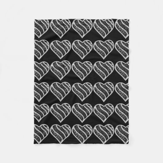 Couverture en polaire de coeur de diamant noir (Devant)