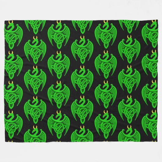Couverture en polaire de Dragon Celtique Vert (Devant (Horizontal))
