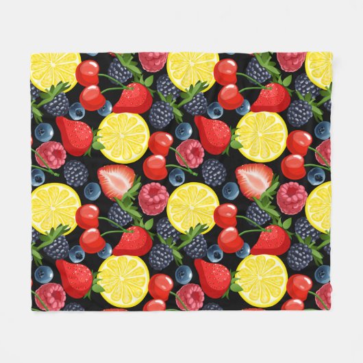 Couverture en polaire de fruits brillants et gras (Devant (Horizontal))