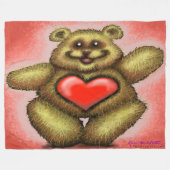 Couverture en polaire de l'ours du coeur (Devant (Horizontal))